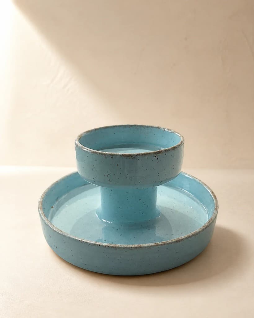 سینی پایه‌دار آبی
